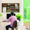 Wood Adjustable 36 Compartment Literature Organizer, 36 Sections, Letter Size, 39.3 x 11.8 x 23.9, Medium Oak