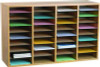 Wood Adjustable 36 Compartment Literature Organizer, 36 Sections, Letter Size, 39.3 x 11.8 x 23.9, Medium Oak