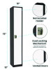 Steel Storage Locker, 1 Compartment, 12 x 12 x 72, Black Body/White Doors