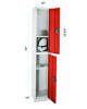Steel Storage Locker, 2 Compartment, 12 x 12 x 72, Red