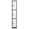 Steel Storage Locker, 3 Compartment, 12 x 12 x 72, Black Body/White Doors