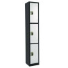 Steel Storage Locker, 3 Compartment, 12 x 12 x 72, Black Body/White Doors
