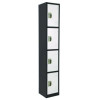 Steel Storage Locker, 4 Compartment, 12 x 12 x 72, Black Body/White Doors