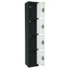 Steel Storage Locker, 4 Compartment, 12 x 12 x 72, Black Body/White Doors