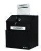 Wall Mountable Steel Suggestion Secure Drop Box With Key, 7 x 6 x 8.5, Stainless Steel 304, Black