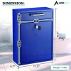 Large Ultimate Secure Drop Box Wall Mounted Mail Box, 11.2 x 4.7 x 16.2, Blue