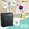 Medium Secure Drop Box Wall Mounted Locking Mail Box With Key And Combination Lock, 10.51 x 4.72 x 12, Black