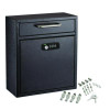 Medium Secure Drop Box Wall Mounted Locking Mail Box With Key And Combination Lock, 10.51 x 4.72 x 12, Black
