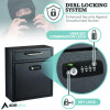 Medium Secure Drop Box Wall Mounted Locking Mail Box With Key And Combination Lock, 10.51 x 4.72 x 12, Black