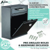 Medium Secure Drop Box Wall Mounted Locking Mail Box With Key And Combination Lock, 10.51 x 4.72 x 12, Black