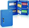 Steel Secure Key Cabinet With Key Lock, 48-Key, 7.1 x 3.1 x 10, Stainless Steel 304, Blue