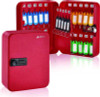 Steel Heavy-Duty Key Cabinet With Combination Lock, 30-Key, 6.4 x 3 x 8, Stainless Steel 304, Red