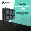Steel Folding Chair Two-Tier Utility Cart, Metal, 1,000 Lb Capacity, 33 x 65 x 68.5, Black
