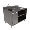 Stainless Steel Beverage Table With Left Sink, Rectangular, 30" x 48" x 41.5", Silver Top, Silver Base/Legs