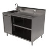 Stainless Steel Beverage Table With Left Sink, Rectangular, 30" x 48" x 41.5", Silver Top, Silver Base/Legs