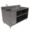 Stainless Steel Beverage Table With Left Sink, Rectangular, 30" x 60" x 41.5", Silver Top, Silver Base/Legs