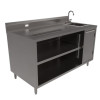 Stainless Steel Beverage Table With Right Sink, Rectangular, 30" x 60" x 41.5", Silver Top, Silver Base/Legs