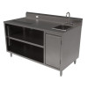 Stainless Steel Beverage Table With Right Sink, Rectangular, 30" x 60" x 41.5", Silver Top, Silver Base/Legs