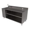 Stainless Steel Beverage Table With Left Sink, Rectangular, 30" x 72" x 41.5", Silver Top, Silver Base/Legs