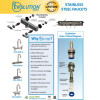 Evolution Splash Mount Stainless Steel Faucet, 12.38" Height/8" Reach, Stainless Steel