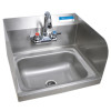 Stainless Steel Hand Sink With Side Splashes And Faucet, 14" l x 10" w x 5" h