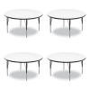 Dry Erase Markerboard Activity Tables, Round, 42" x 19" To 29", White Top, Black Legs, 4/Pallet