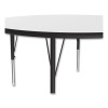 Dry Erase Markerboard Activity Tables, Round, 42" x 19" To 29", White Top, Black Legs, 4/Pallet