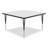 Markerboard Activity Tables, Square, 48" x 48" x 19" To 29", White Top, Black Legs, 4/Pallet