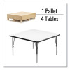 Markerboard Activity Tables, Square, 48" x 48" x 19" To 29", White Top, Black Legs, 4/Pallet