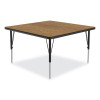 Adjustable Activity Tables, Square, 48" x 48" x 19" To 29", Medium Oak Top, Black Legs, 4/Pallet