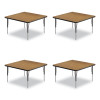 Adjustable Activity Tables, Square, 48" x 48" x 19" To 29", Medium Oak Top, Black Legs, 4/Pallet