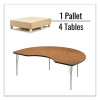 Adjustable Activity Table, Kidney Shape, 72" x 48" x 19" To 29", Medium Oak Top, Gray Legs, 4/Pallet