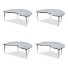 Adjustable Activity Tables, Kidney Shaped, 72" x 48" x 19" To 29", Gray Top, Gray Legs, 4/Pallet