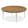 Height Adjustable Activity Tables, Round, 60" x 19" To 29", Medium Oak Top, Gray Legs, 4/Pallet