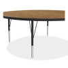 Height Adjustable Activity Tables, Round, 60" x 19" To 29", Medium Oak Top, Black Legs, 4/Pallet