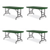 Adjustable Folding Table, Rectangular, 48" x 24" x 22" To 32", Green Top, Black Legs, 4/Pallet