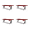 Adjustable Folding Tables, Rectangular, 60" x 30" x 22" To 32", Red Top, Black Legs, 4/Pallet