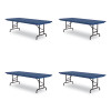 Adjustable Folding Tables, Rectangular, 72" x 30" x 22" To 32", Blue Top, Black Legs, 4/Pallet