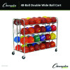 48 Ball Double Wide Ball Cart, Metal, 176 Lb Capacity, 24 x 55.5 x 46.5, Chrome
