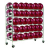 60 Helmet Football Cart, Five Shelves, Metal, 176 Lb Capacity, 24" x 61" x 65", Chrome