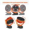 Chill-Its 6090 Rechargeable Portable Jobsite Fan, 9.5", 2 Speeds, Orange/Black