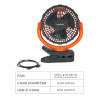 Chill-Its 6090 Rechargeable Portable Jobsite Fan, 9.5", 2 Speeds, Orange/Black