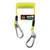 Squids 3130S Coiled Cable Lanyard With Carabiners, 2 Lb Max Working Capacity, 6.5" To 48" Long, Lime