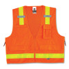 Glowear 8250Zhg Class 2 Hi-Gloss Surveyors Zipper Vest, Polyester, Small/Medium, Orange