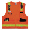 Glowear 8250Zhg Class 2 Hi-Gloss Surveyors Zipper Vest, Polyester, 4X-Large/5X-Large, Orange