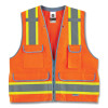 Glowear 8254Hdz Class 2 Heavy-Duty Surveyors Zipper Vest, Polyester, Large/X-Large, Orange