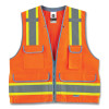 Glowear 8254Hdz Class 2 Heavy-Duty Surveyors Zipper Vest, Polyester, 2X-Large/3X-Large, Orange