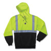 Glowear 8293 Hi-Vis Class 2 Hooded Sweatshirt Black Bottom, Polar Fleece, Small, Lime