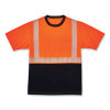 Glowear 8280Bk Class 2 Performance T-Shirt With Black Bottom, Polyester, 2X-Large, Orange