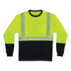 Glowear 8281Bk Class 2 Long Sleeve Shirt With Black Bottom, Small, Lime
